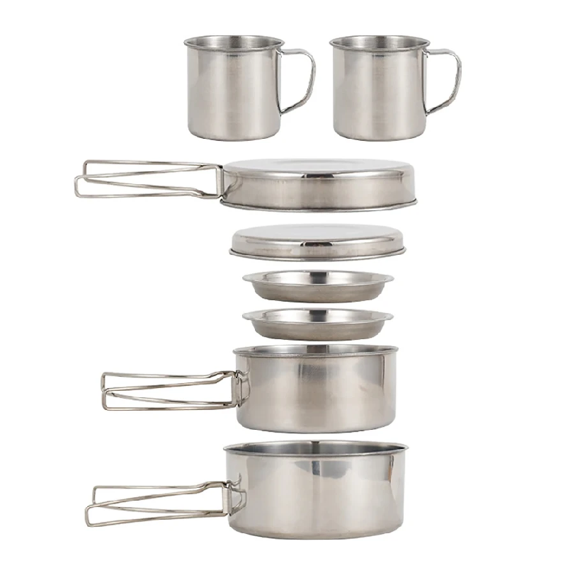 Camping Cooking Mess Kit - Ensemble de 8 ustensiles de cuisine