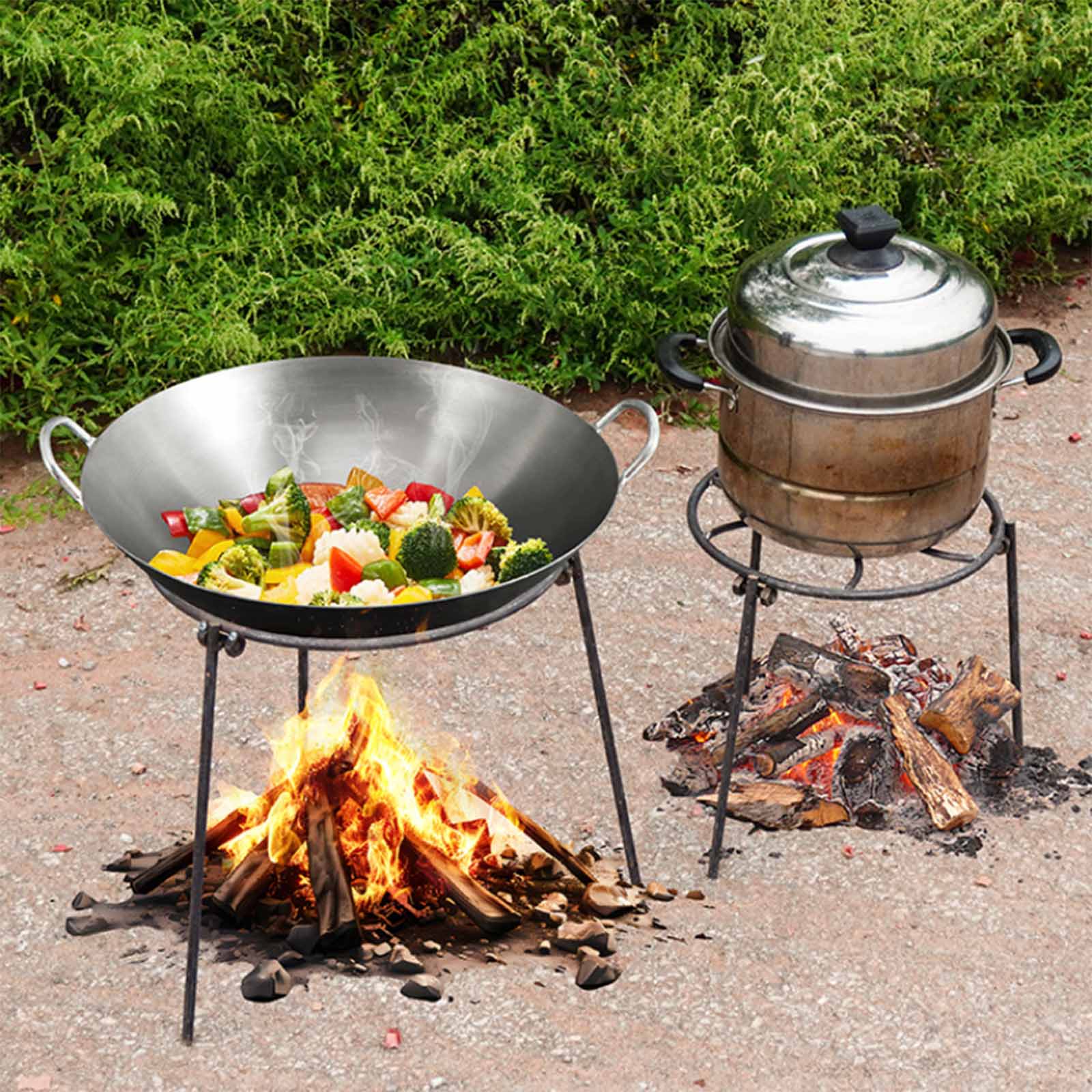 Camping Cooking Pot Tripod - Support de barbecue pliable pour feu