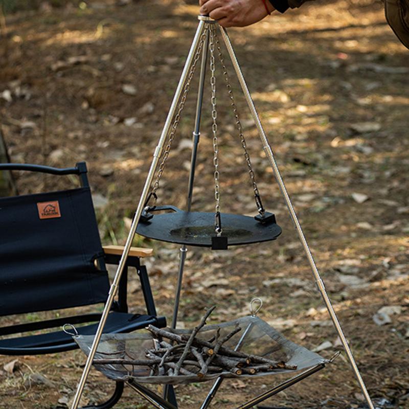 Camping Cooking Pot Tripod - Trépied triangulaire en aluminium pour feu