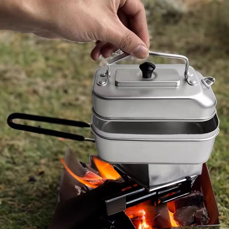 Camping Cooking Set With Kettle - Bouilloire Portable Ultralégère pour Pique-Nique, Camping,