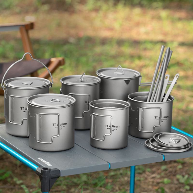 Camping Cooking Mug - Tiartisan extérieur titane léger Portable thé