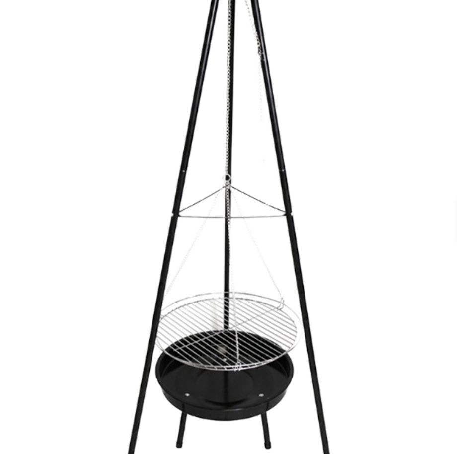 Camping Cooking Fire Pit - Barbecue suspendu sur trépied robuste avec