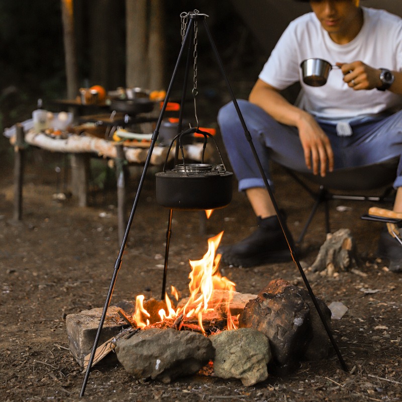 Camping Cooking Pot Tripod - Trépied de cuisson portable pour l'extérieur,