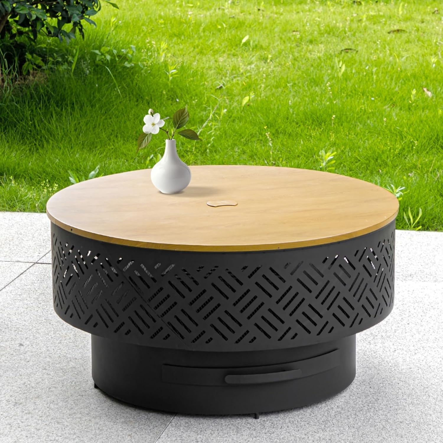 Camping Cooking Fire Pit - Table de foyer ronde en métal