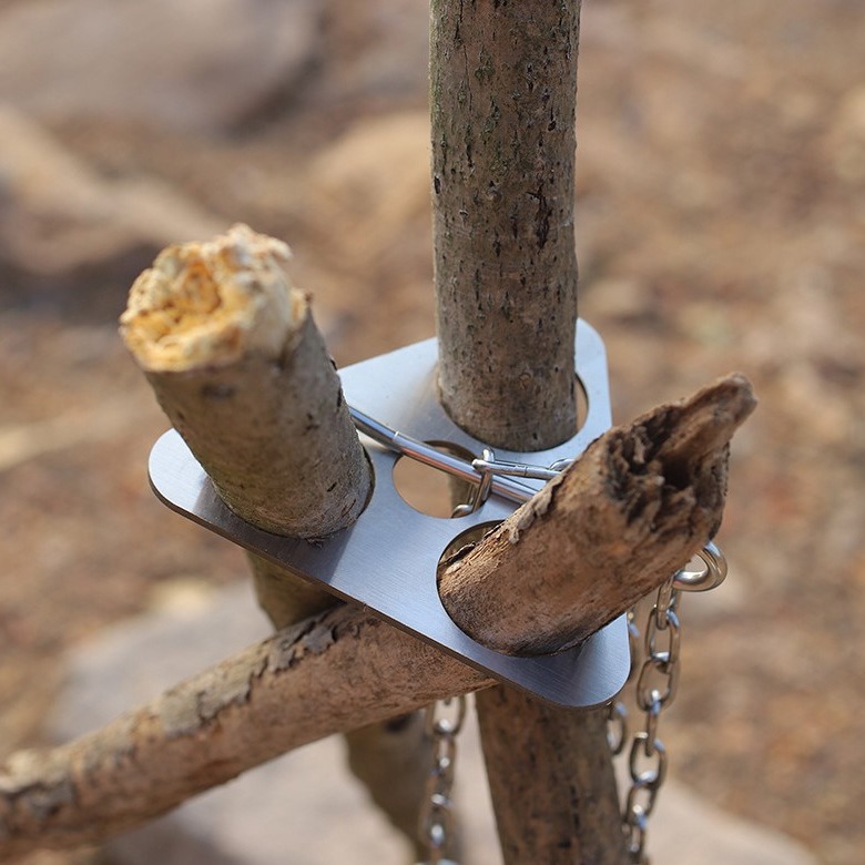 Camping Cooking Pot Tripod - Support de cuisson portable en acier