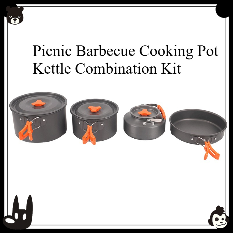 Camping Cooking Set With Kettle - Ensemble de cuisine portable pour l'extérieur,
