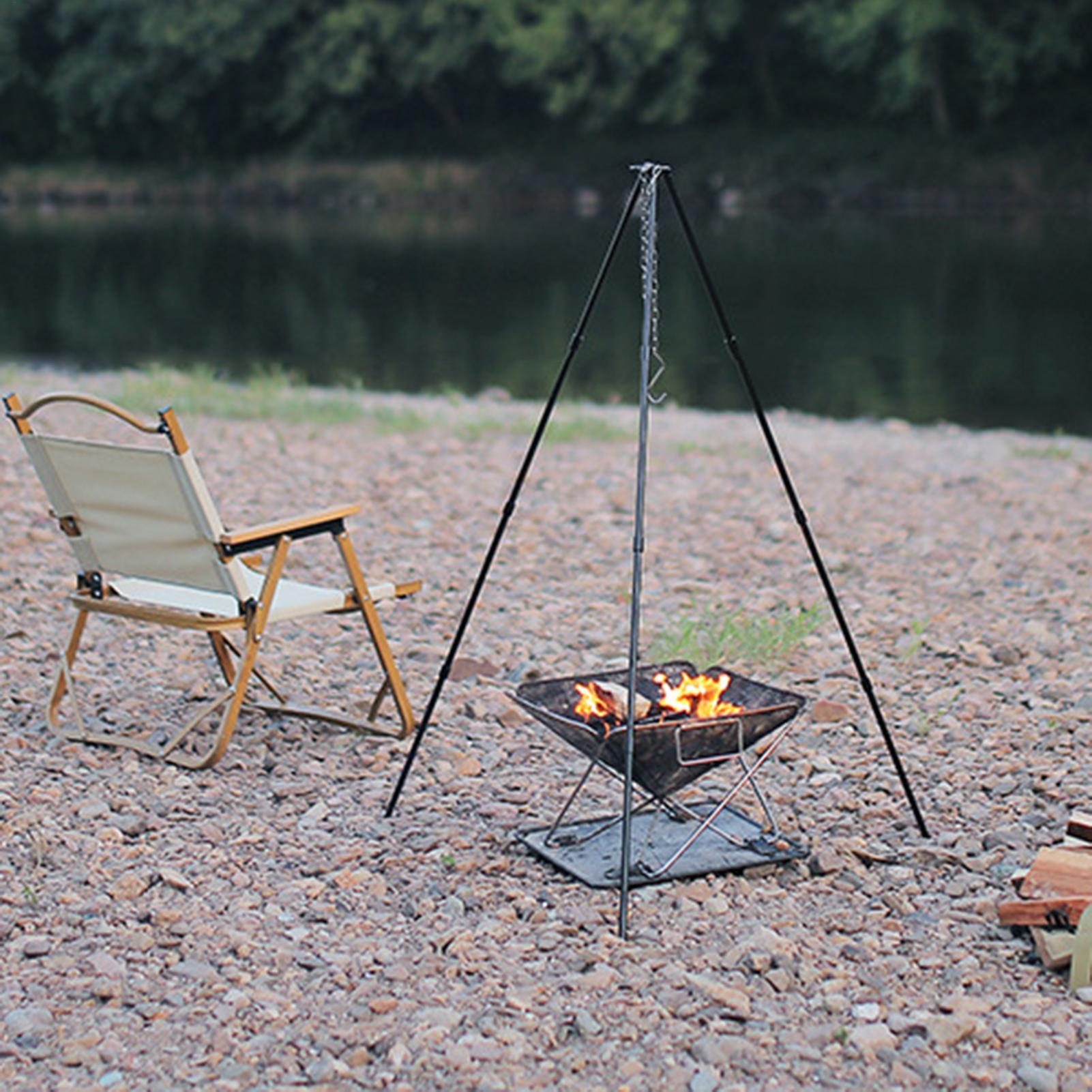 Camping Cooking Pot Tripod - Support de cuisson triangulaire portable pour