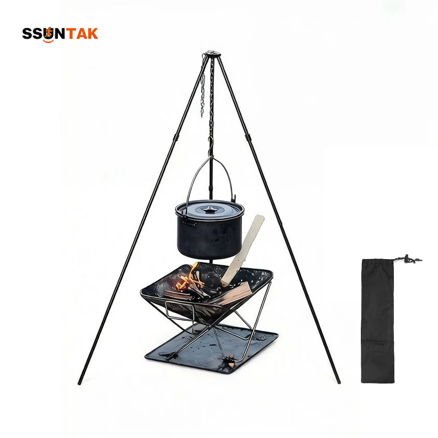 Camping Cooking Pot Tripod - SSUNTAK Support de cuisson portable et