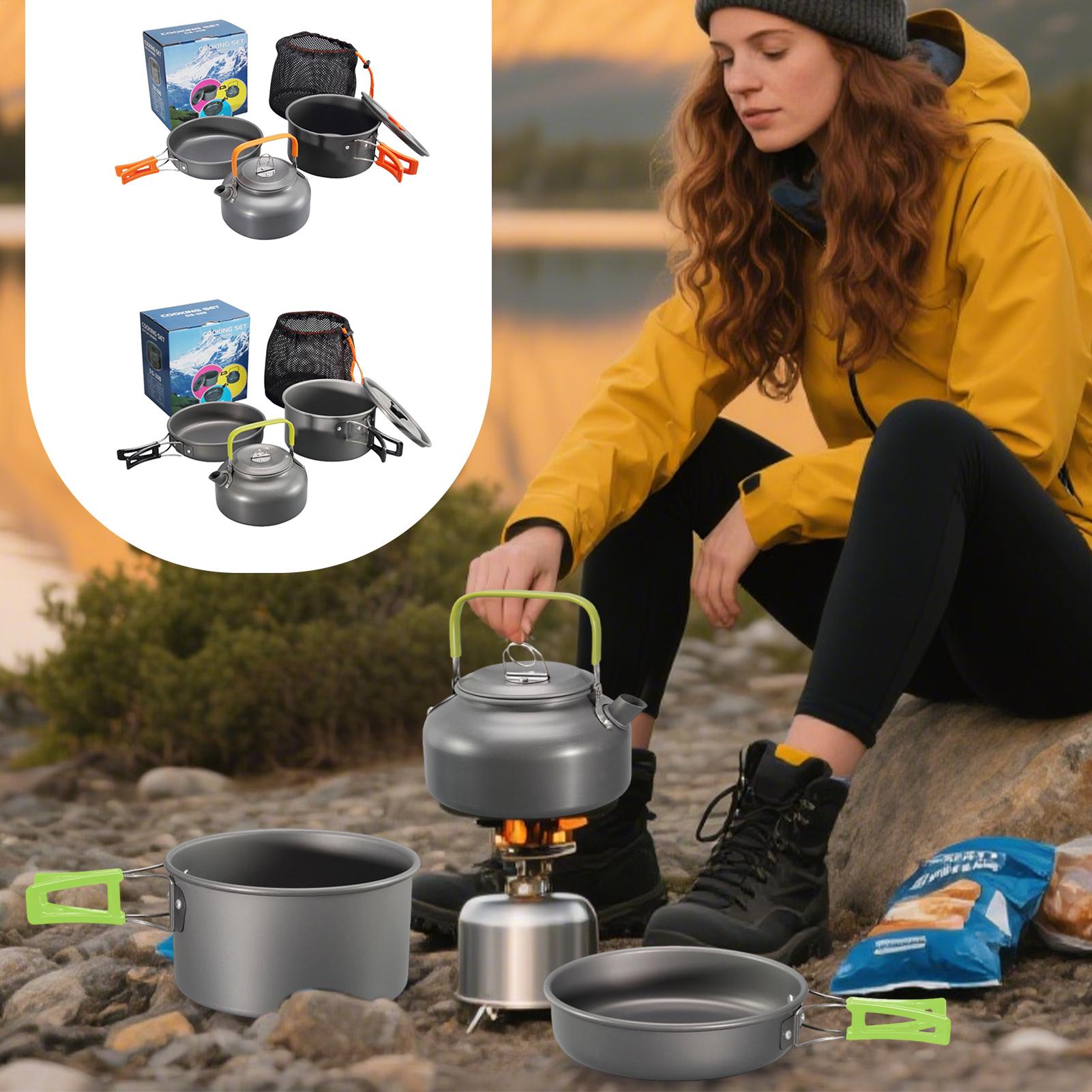 Camping Cooking Set With Kettle - Ustensiles de cuisine de Camping, ensemble