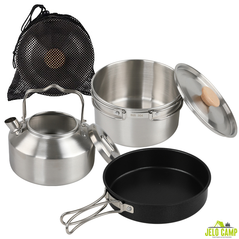 Camping Cooking Set With Kettle - Ensemble de cuisine de camping en