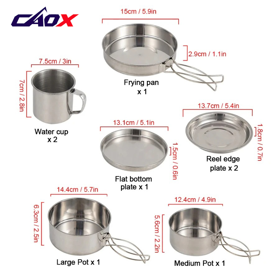 CAOX Ensemble de 8 ustensiles  - Camping Cooking Mess Kit avis et prix