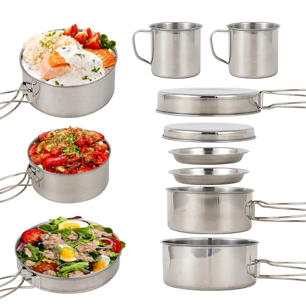 8 pièces/ensemble ustensiles d - Camping Cooking Mess Kit avis et prix