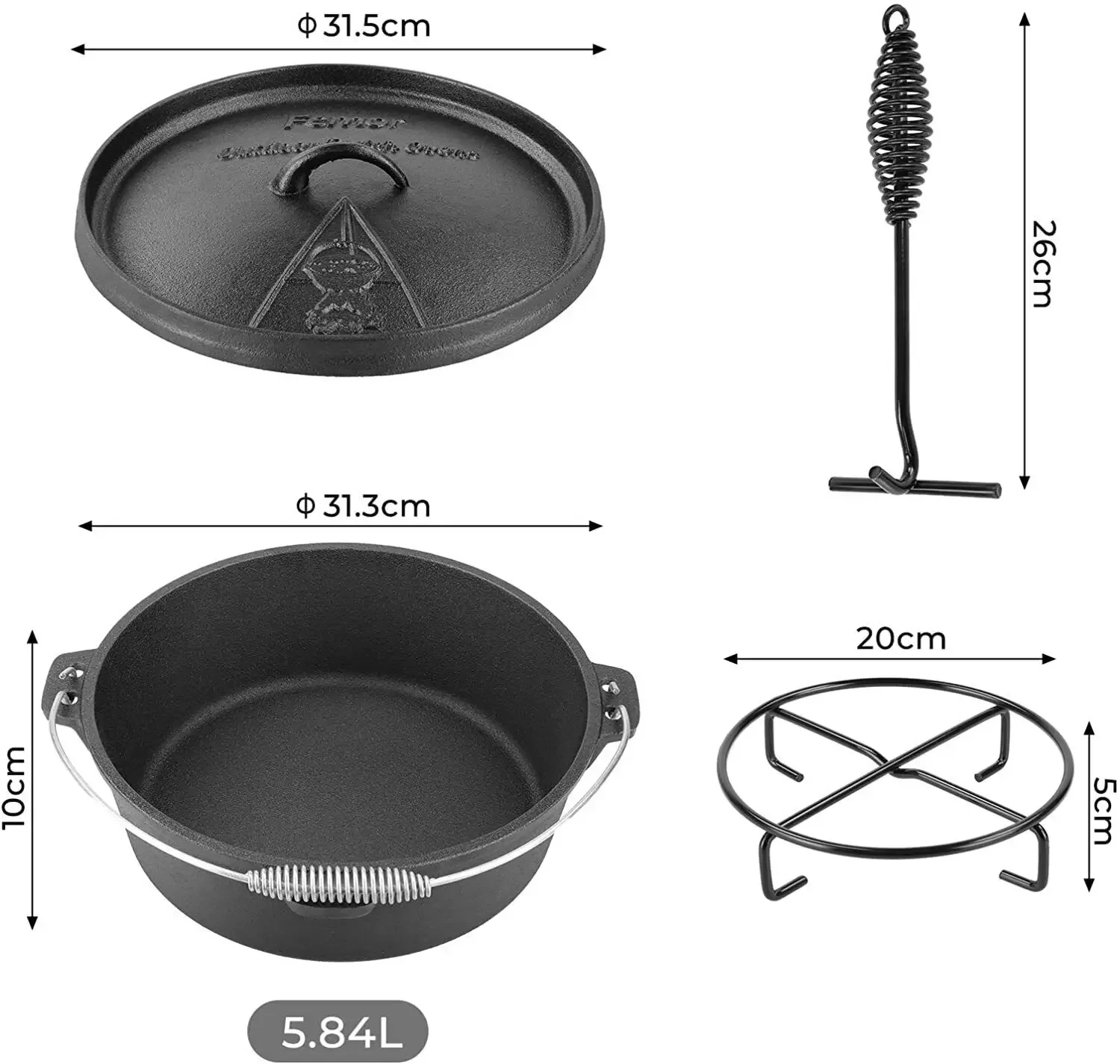 Femor-Casserole en fonte pour  - Camp Dutch Oven Cast avis et prix