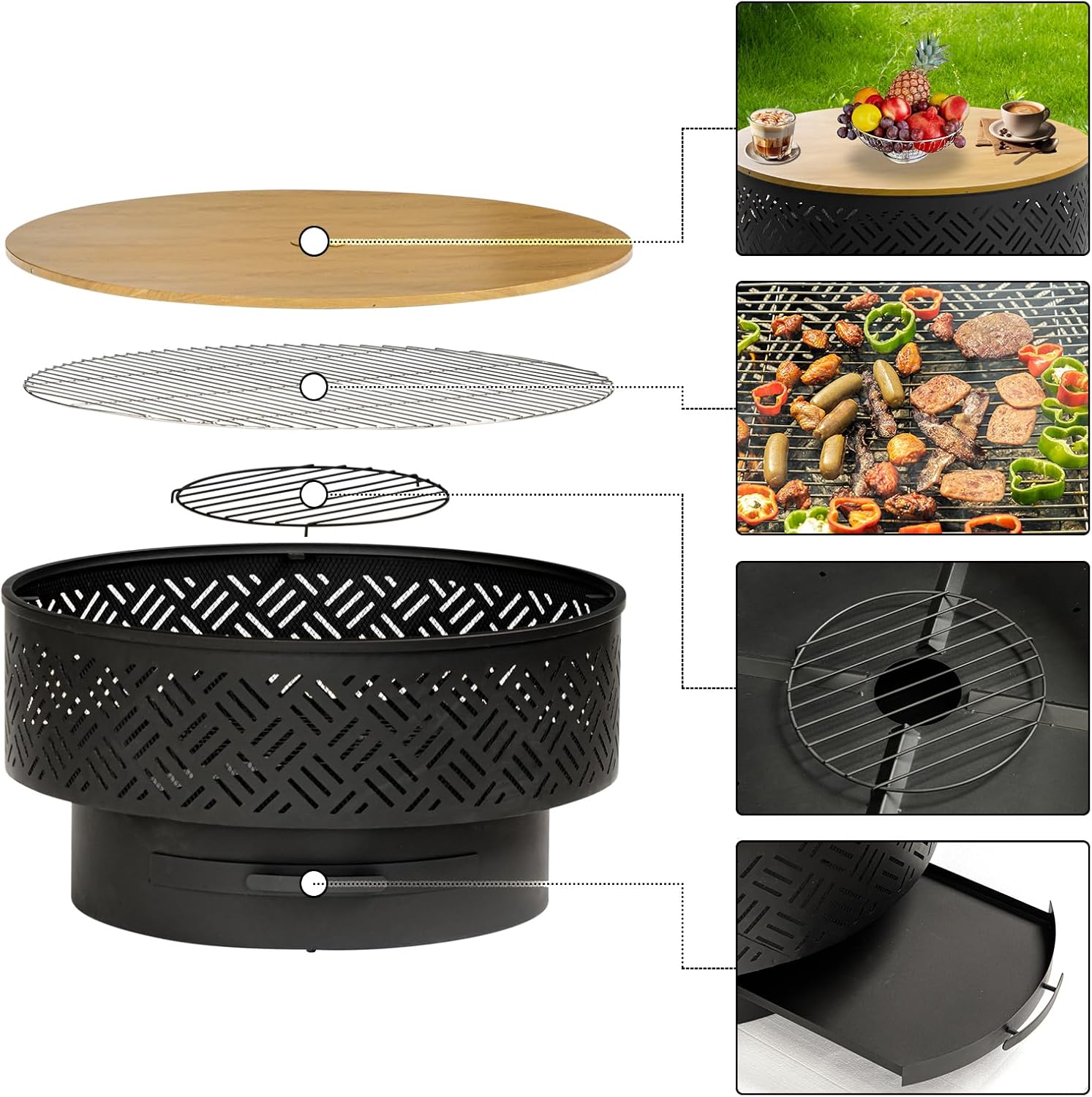 Table de foyer ronde en métal  - Camping Cooking Fire Pit avis et prix
