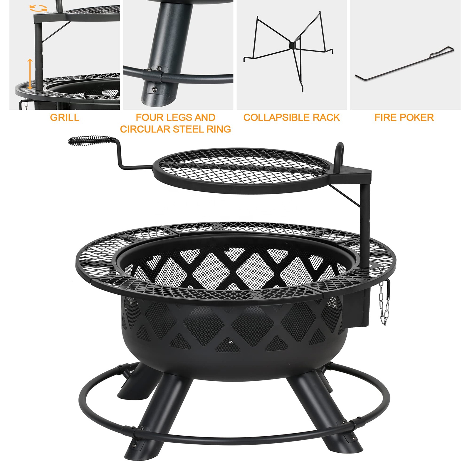 Grands foyer d'extérieur à boi - Camping Cooking Fire Pit avis et prix